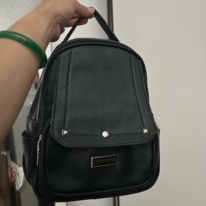 BLACK LEATHER MINI BACKPACK